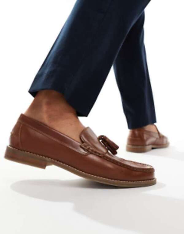 エイソス メンズ シューズ スリッポン・ローファー レザー ローファー ASOS DESIGN tassel loafers in tan leather with natural sole BROW