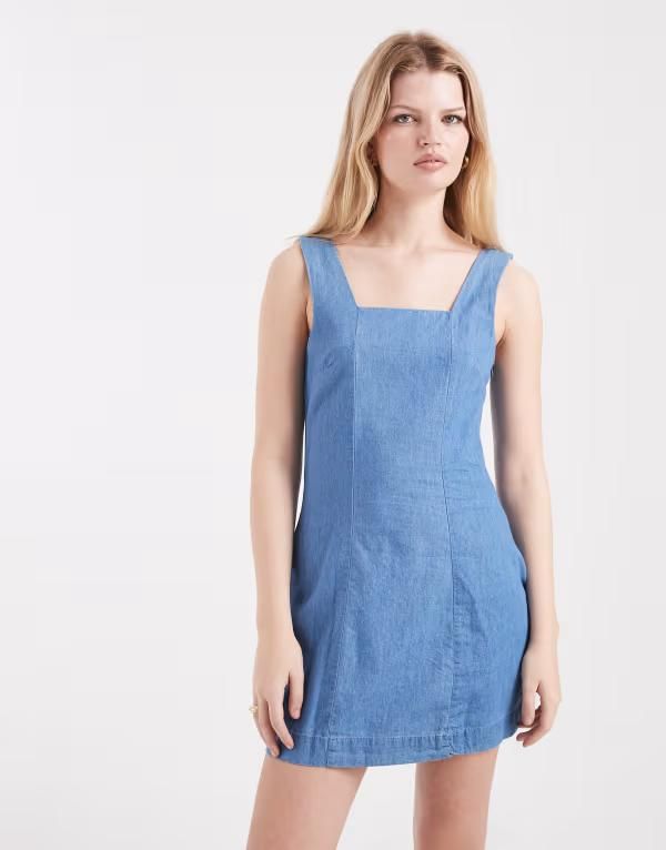 コットンオン レディース トップス ワンピース ミニ Cotton square neck mini dress in chambray 11,085円