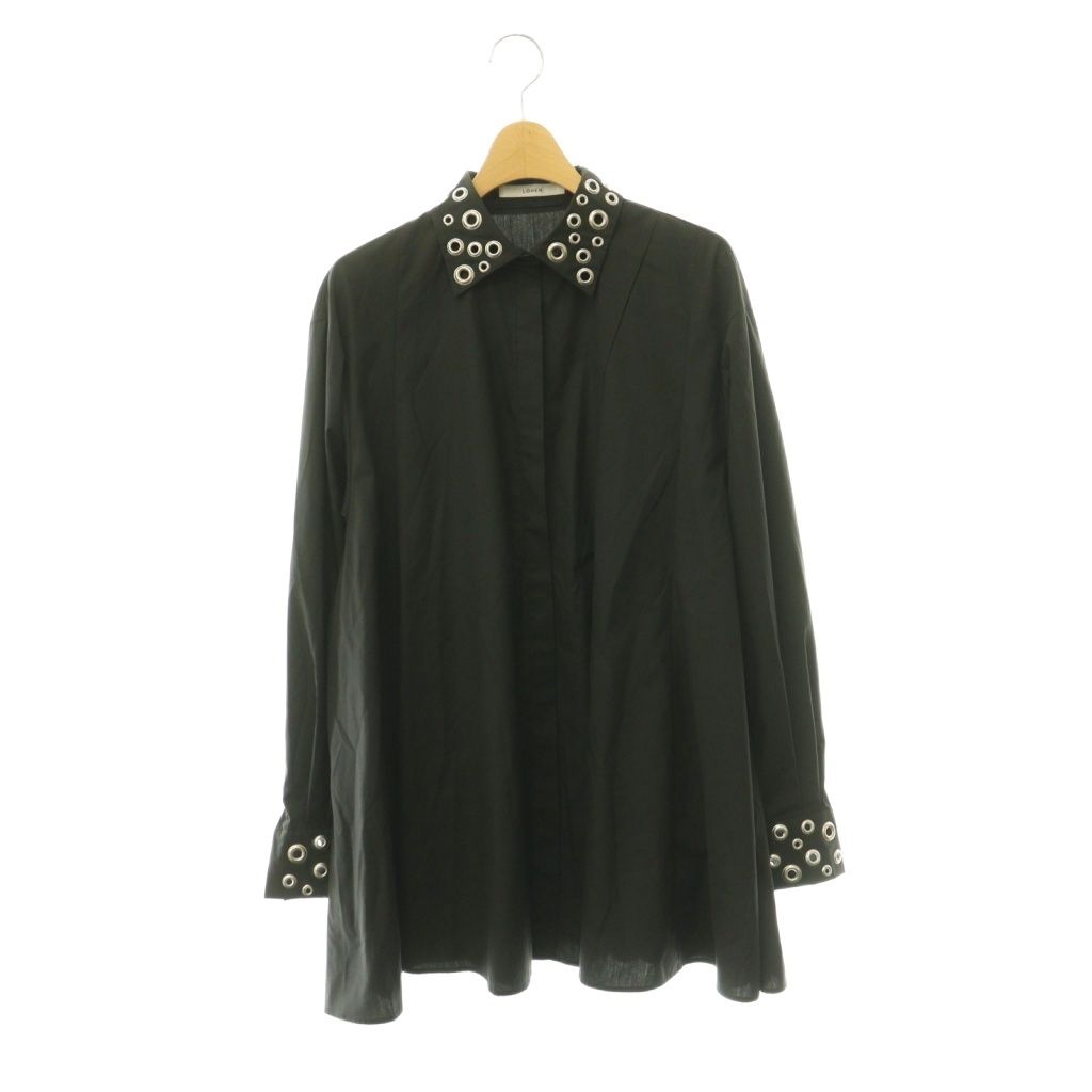 ローヘン LOHEN EYELET SHIRT シャツ 長袖 F ブラック /HK ■OS