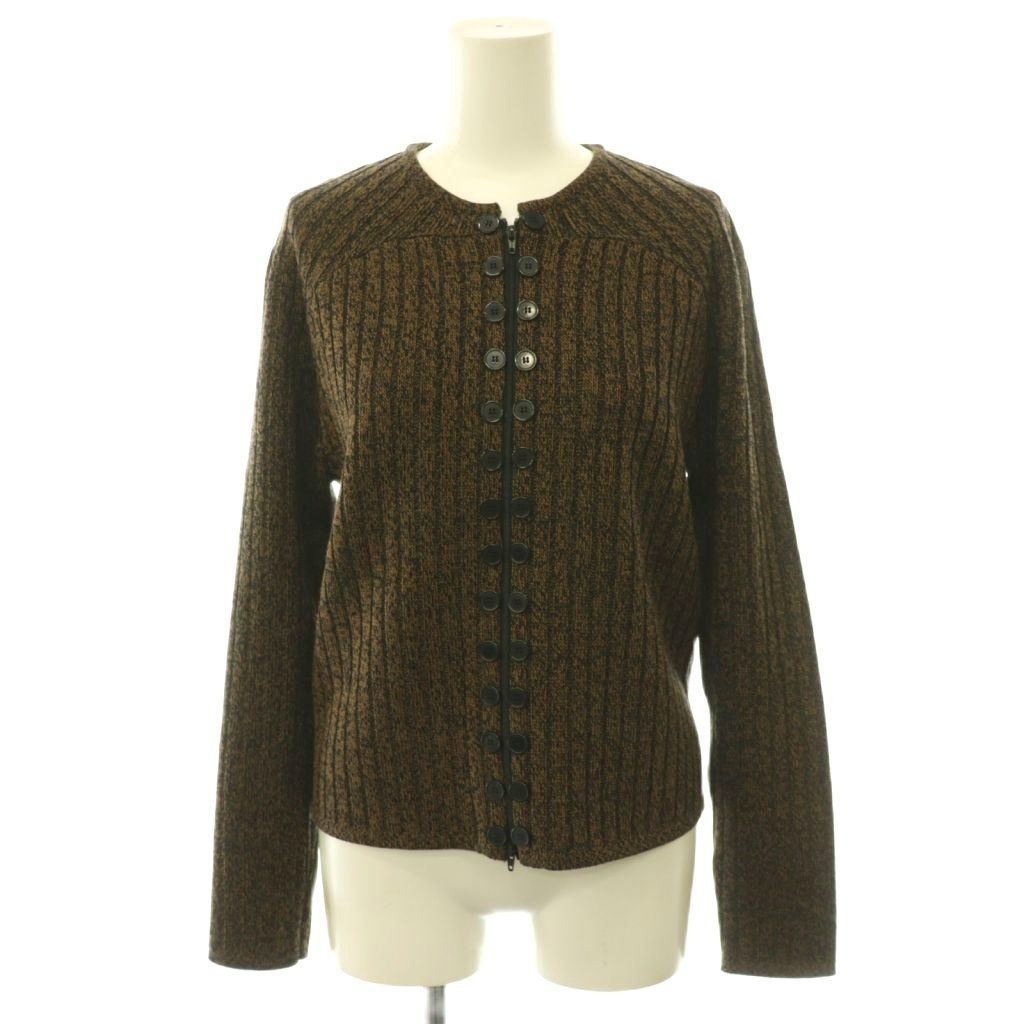 クラネ CLANE LINE UP BUTTON KNIT TOPS ニット セーター ニットジャケット ジップアップ ボタン 長袖 1 茶 ブラウン /HS ■OS ■SH
