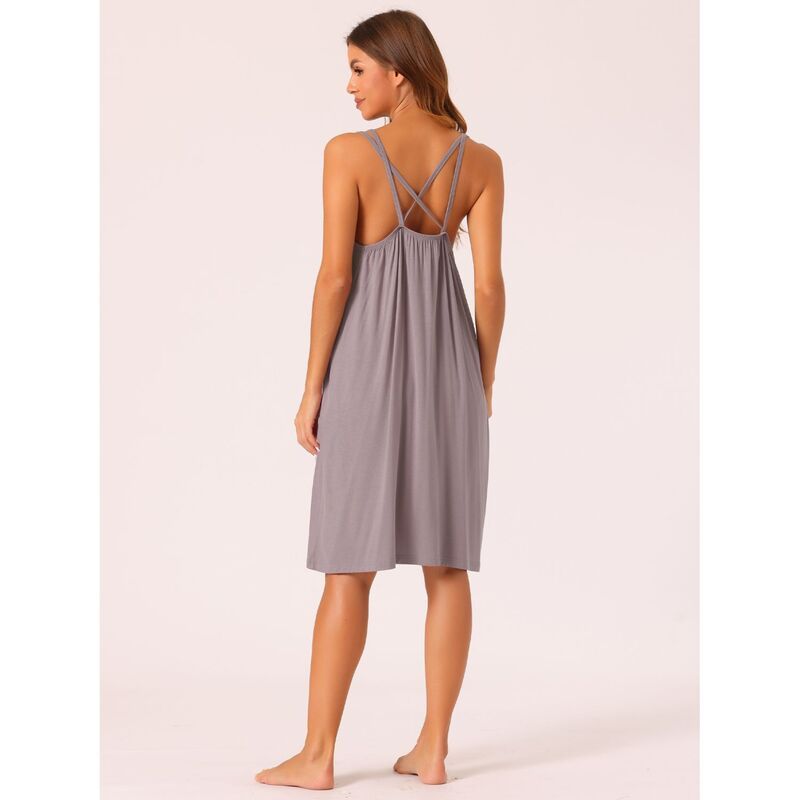 cheibear レディース アンダーウェア ナイトウェア 背中開き プラスサイズ cheibear Womens Nightgown Backless Loose Pajamas Crossuspe