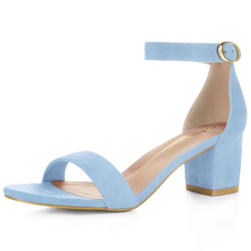 アレグラ ケー レディース シューズ パンプス サンダル アンクル ヒール ALLEGRA K Womens Open Toe Block Heel Ankle Strap Sandalsky Blu