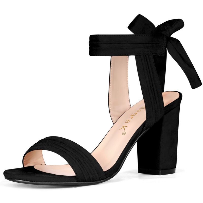 アレグラ ケー レディース シューズ パンプス サンダル アンクル ヒール ALLEGRA K Women Open Toe Ankle Tie Back Chunky Heel Sandals Bl 14,425円