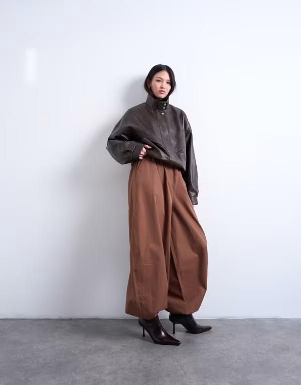 トップショップ レディース ボトムス カジュアルパンツ Topshoplaid extreme balloon pants brown ブラウン 20,610円