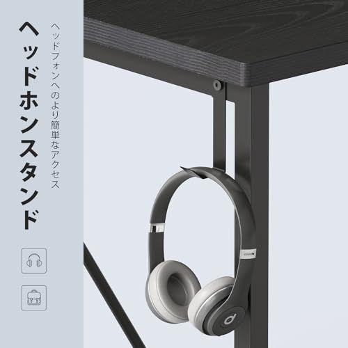 YeTom 机 デスク パソコンデスク pcデスク 幅120*奥行55cm つくえ 収納袋付き勉強机 フック付き学習机 組立簡単 テレワーク 黒いｍａ