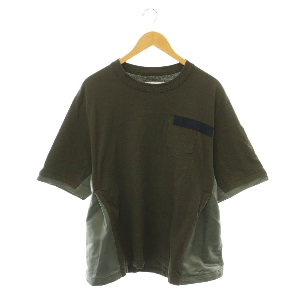 サカイ sacai ナイロンツイルミックス Tシャツ カットソー 1 グレー 22-02934M /CX ■OS ■SH