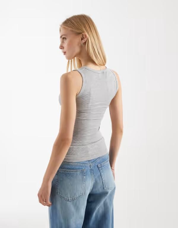 エイソス レディース トップス ベスト ASOS DESIGN brafree seamless rib scoop neck tank top heather Gray Heather グレー 8,174円