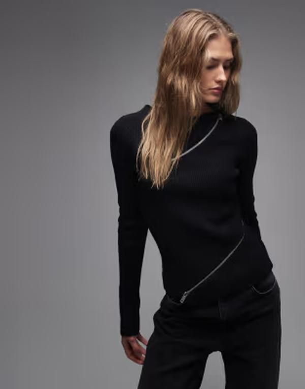 ウィークデイ レディース アウター パーカー・スウェット セーター Weekday zipper detail sweater Black ブラック