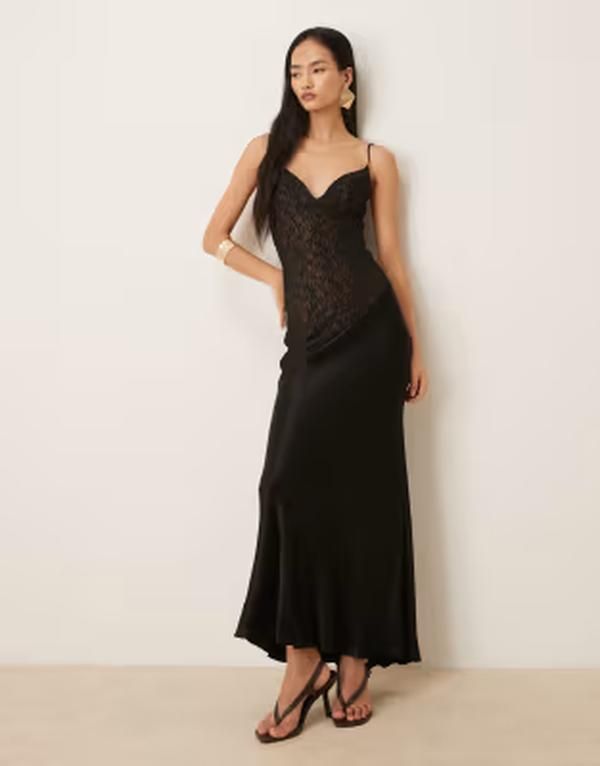 バードット レディース トップス ワンピース アシンメトリー サテン レース マキシ Bardot Araliasymmetric lace bodice satin hemaxi dress Bla 44,070円