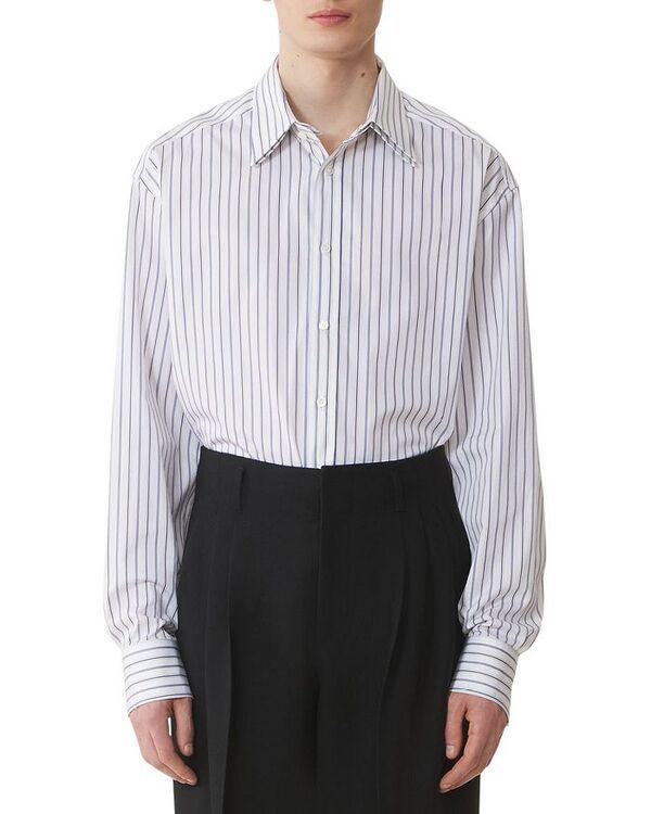ランバン レディース トップス シャツ コットン Lanvin Oversized Striped Cotton Poplin Shirt WhiteBlack Navy ホワイト 56,540円