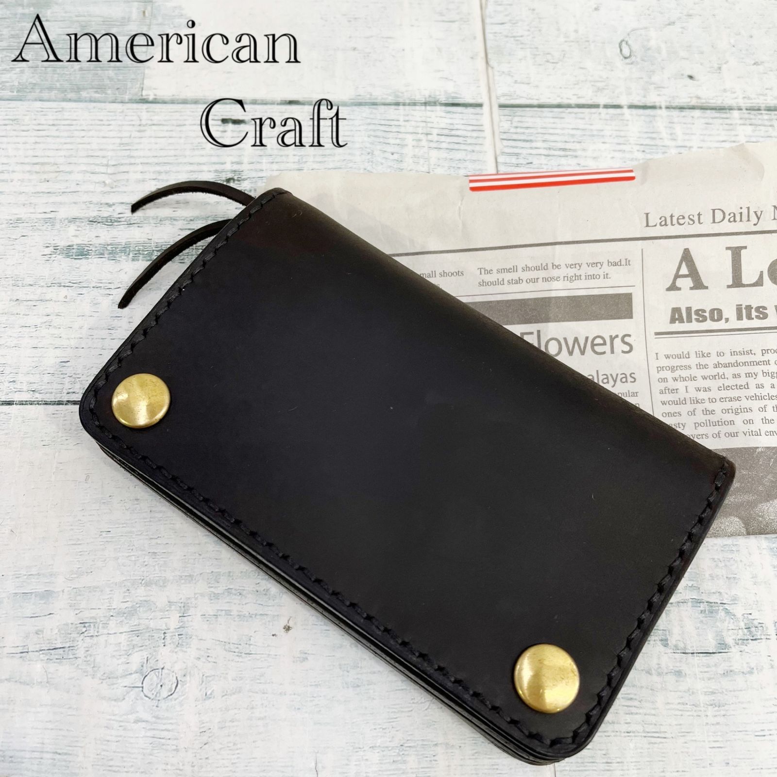American Craft アメリカンクラフト ミドル トラッカーウォレット レザーウォレット 本革 牛革 ブラック メンズ _208 10,800円