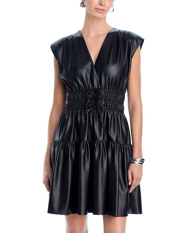 デレクラムテンクロスバイ レディース トップス ワンピース ミニ レザー フェイクレザー Derek Lam 10 Crosby Tora Faux Leather Mini Dress Black長袖・七分袖