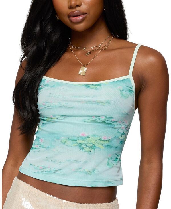 アディクテッド レディース トップス タンクトップ Edikted Everlyn Water Lily Tank Top Sage セージ