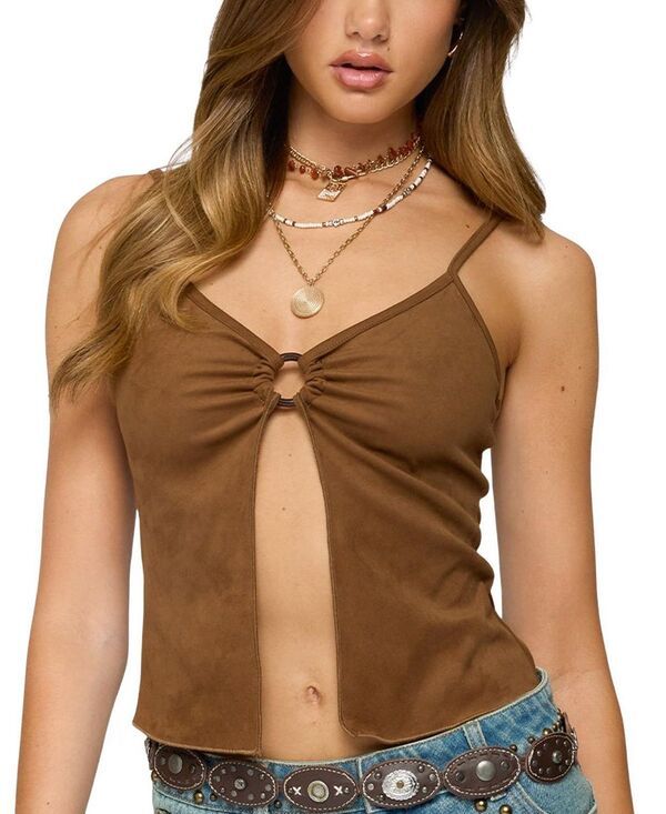 アディクテッド レディース トップス タンクトップ スエード Edikted Split Front Faux Suede Tank Top Brown ブラウン 9,436円