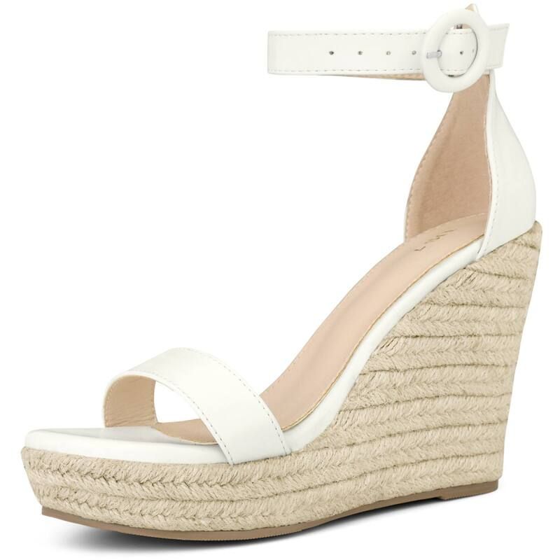 アレグラ ケー レディース シューズ サンダル アンクル ヒール ALLEGRA K Womens Wedge Sandal Ankle Buckle Strap Higheel Open Toe S