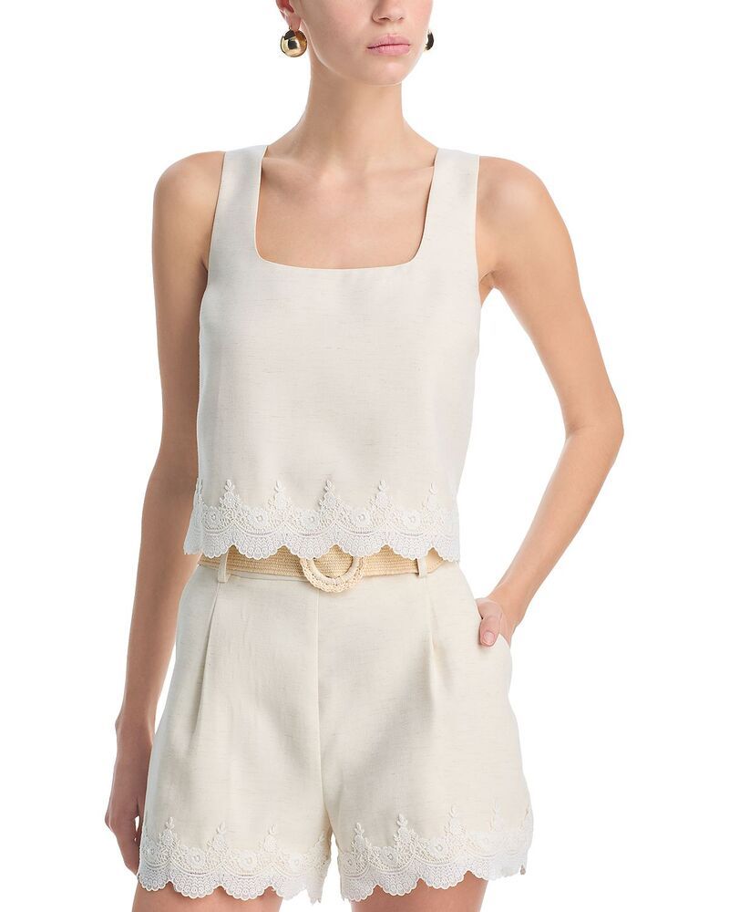 アクア レディース トップス タンクトップ レーストリム レース AQUA Lace Trim Tank Top Exclusive NaturalWhite ホワイト 14,746円