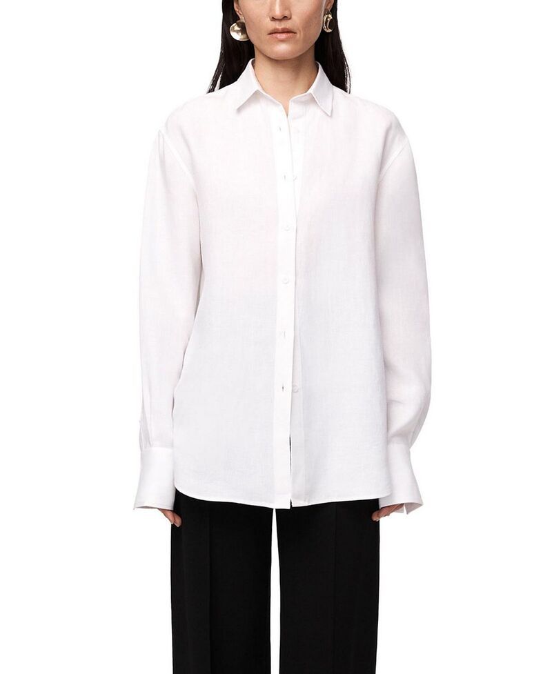 アナザー トゥモロー レディース トップス シャツ リネン Another Tomorrow Linen Oversized Menshirt White ホワイト