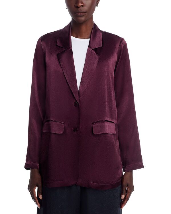 エイリーンフィッシャー レディース アウター ジャケット・ブルゾン サテン ブレザー Eileen Fisher Crinkled Satin Blazer Wine ワイン