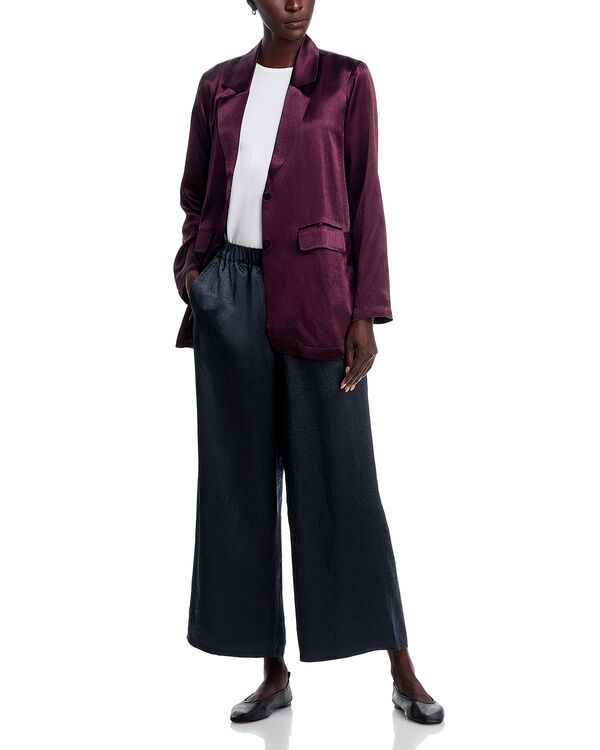 エイリーンフィッシャー レディース アウター ジャケット・ブルゾン サテン ブレザー Eileen Fisher Crinkled Satin Blazer Wine ワイン