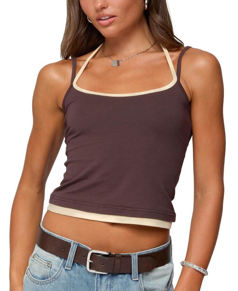 アディクテッド レディース トップス タンクトップ ホルター Edikted Roya Layered Halter Tank Top Brown ブラウン 8,495円