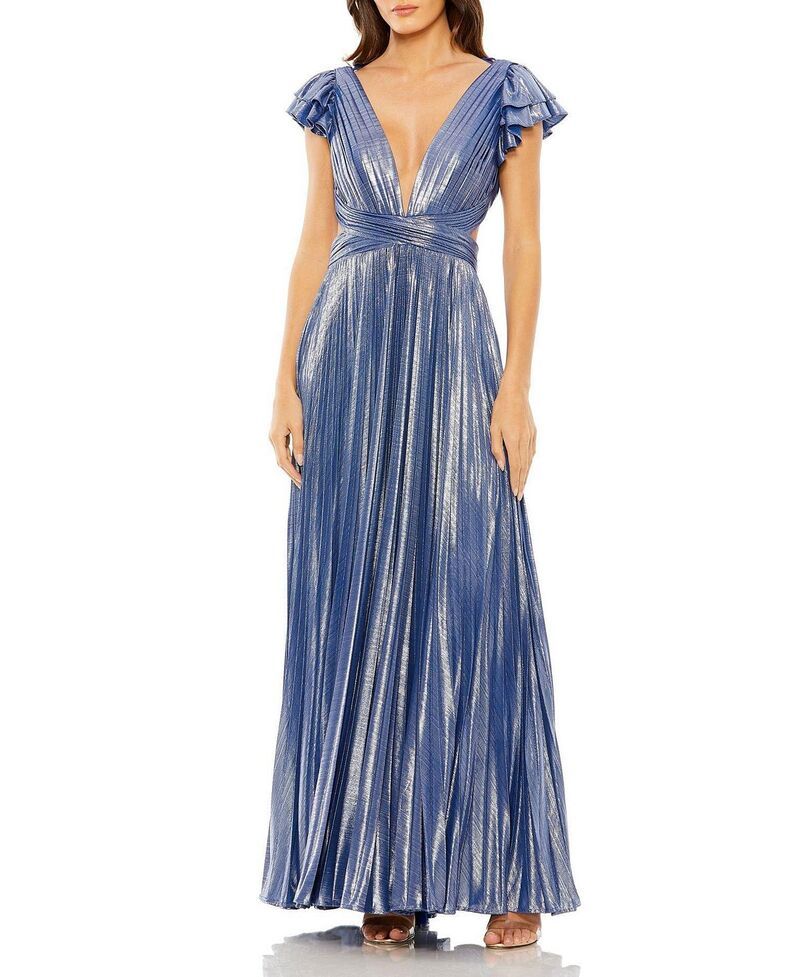 マックダガル レディース トップス ワンピース カットアウト プリーツ フリル トール Mac Duggal Ruffle Sleeve Cutout Pleated Metallic Gown Bl 40,170円