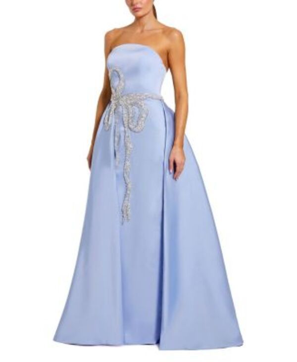 マックダガル レディース トップス ワンピース サテン ストラップレスカート Mac Duggal Straplesstretch Satin Column Gown With Overskirt P長袖・七分袖
