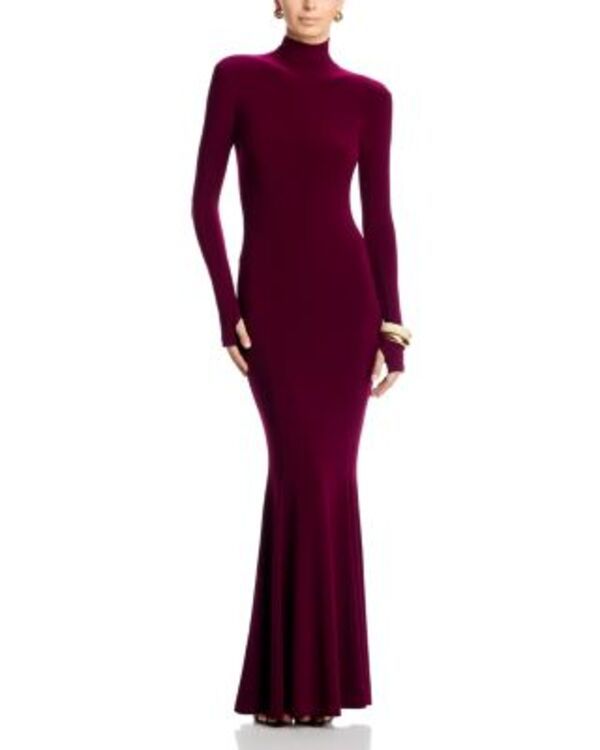 ノーマカマリ レディース トップス ワンピース Norma Kamali Long Sleeve Fishtail Gown Plum プラム