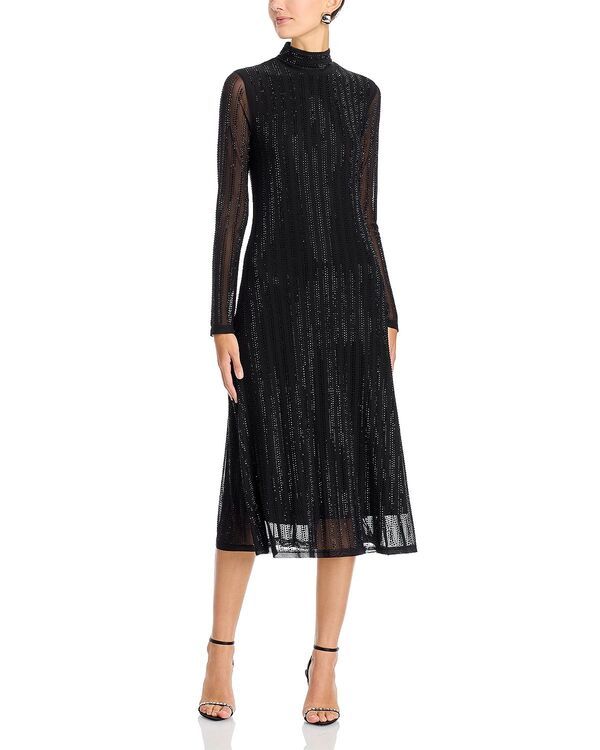 エリータハリ レディース トップス ワンピース Elie Tahari The Martine Rhinestone Dress Noir