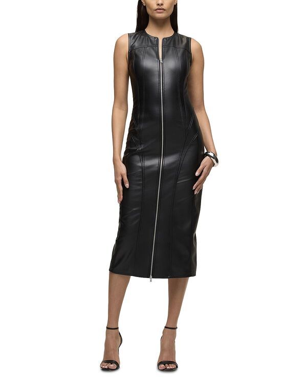 ハドソン レディース トップス ワンピース ノースリーブ レザー フェイクレザー Hudson Faux Leather Sleeveless Dress Black ブラック 18,735円
