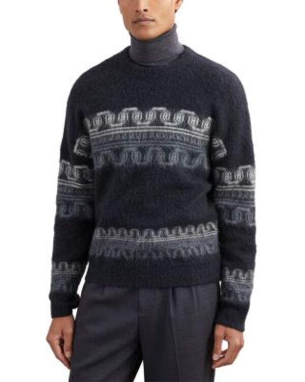 レイス メンズ アウター ニット・セーター REISS Lennox Long Sleeve Crew Fair Isle Jumper Sweater Navy ネイビー 27,548円