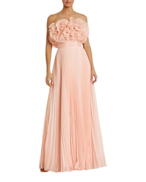 マックダガル レディース トップス ワンピース シフォン プリーツ フリル ストラップレス Mac Duggal Pleated Chiffon Strapless Gown with Ruffles
