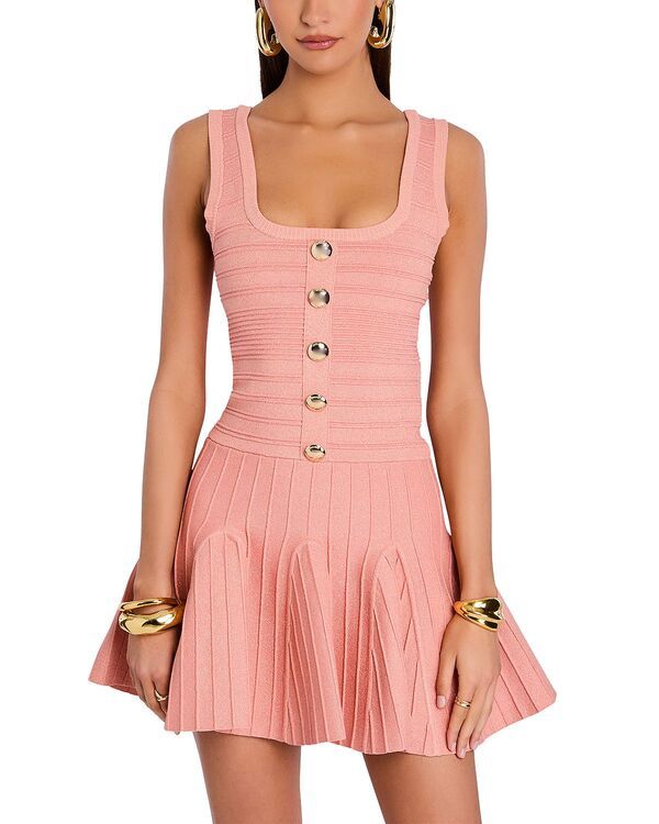 レトロフェット レディース トップス ワンピース ミニ Retrofete Brooke Flared Mini Dress Metallic Peche メタリック