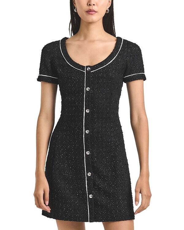 デレクラムテンクロスバイ レディース トップス ワンピース ミニワンピース ミニ ツイード Derek Lam 10 Crosby Ciara Galaxy Tweed Mini Dress Blac
