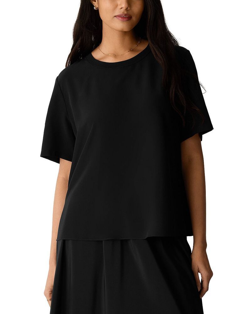 エイリーンフィッシャー レディース トップス シャツ Eileen Fisheround Neck Top Black ブラック 45,370円