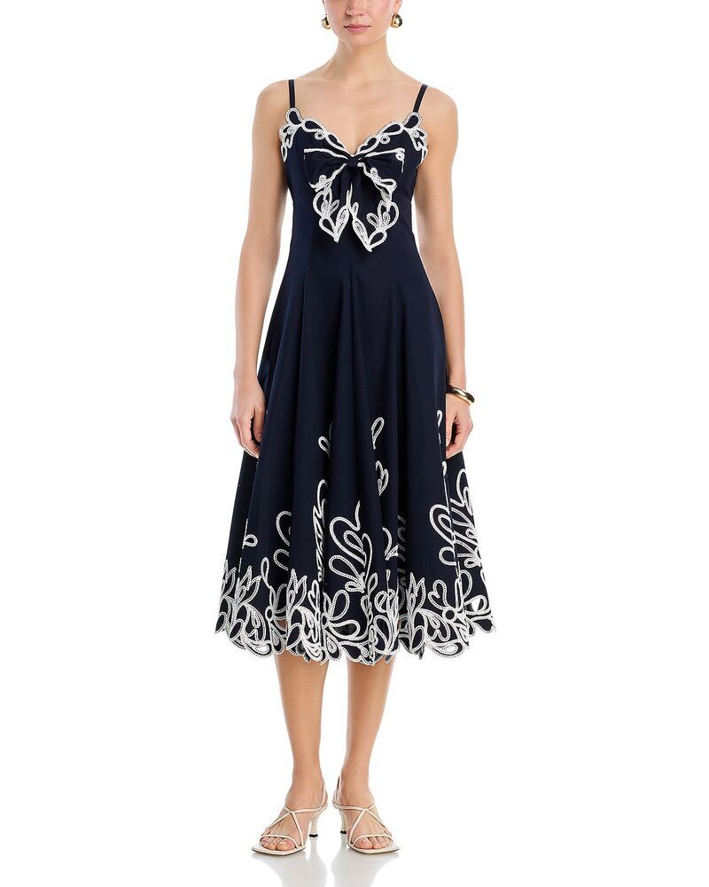 サンク セプト レディース トップス ワンピース 刺繍 Cinq Sept Paisley Bloom Embroideredress Navywhite ホワイト
