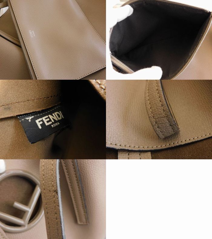 フェンディ FENDI □ エフイズ トートバッグ レザー グレージュ系 