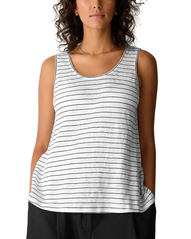 エイリーンフィッシャー レディース トップス タンクトップ リネン Eileen Fisher Scoop Neck Linen Tank Top WhiteBlue ホワイト