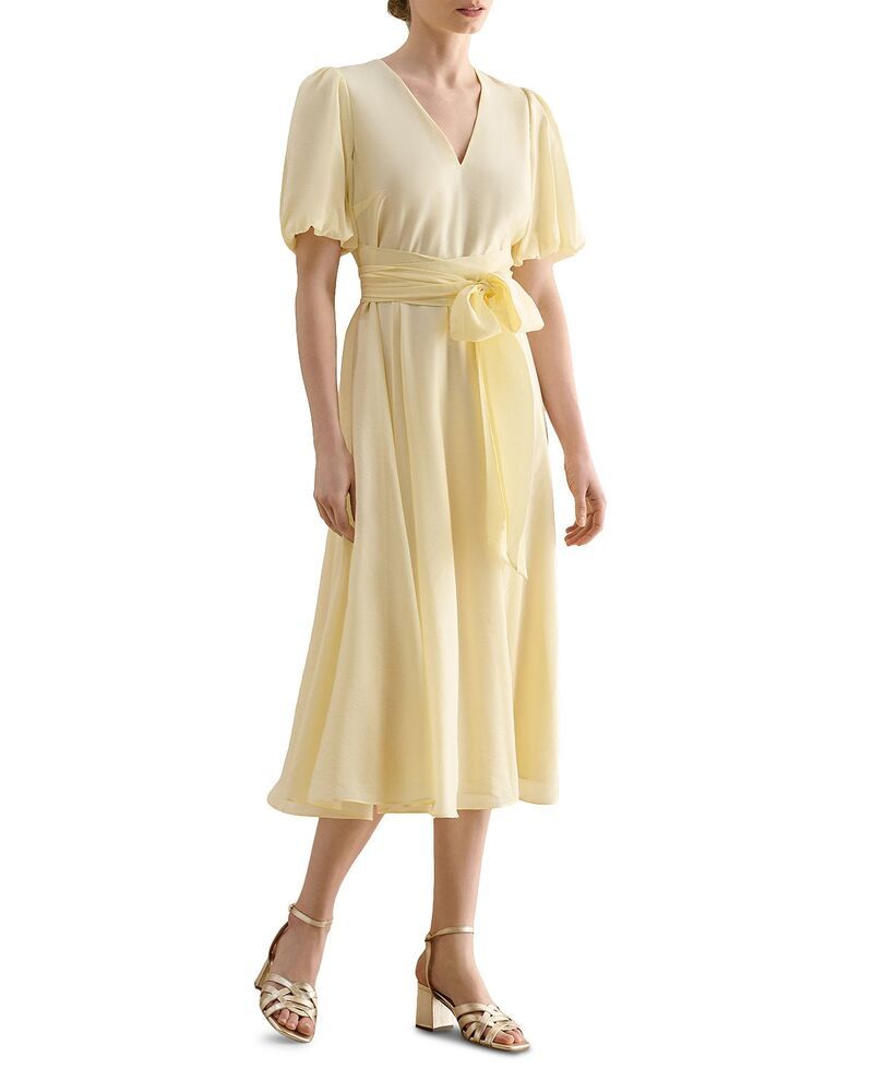 ホッブスロンドン レディース トップス ワンピース HOBBS LONDON Barrington Beltedress Pale Yellow イエロー