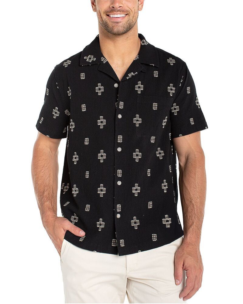 リヴァプール ロサンゼルス メンズ トップス シャツ Liverpoolos Angeleshort Sleeve Button Up Camp Shirt Black Parchment ブラック