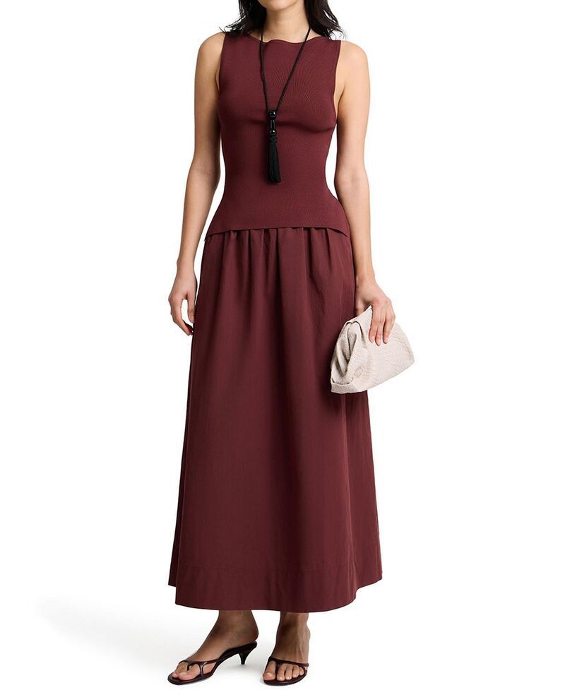 オニア レディース トップス ワンピース Onia Boatneck Mix Media Dress Dark Cherry