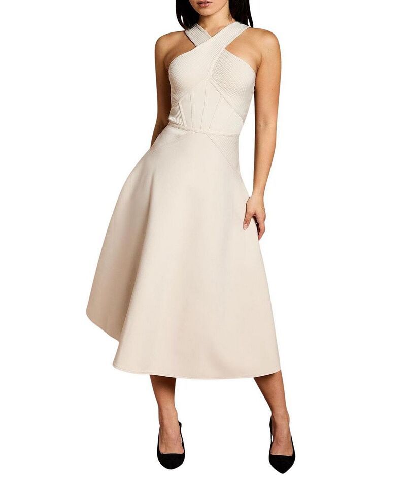 コースト レディース トップス ワンピース プチ ミディ Coast Petite Bandage Cross Neck Midi Dresstone ストーン