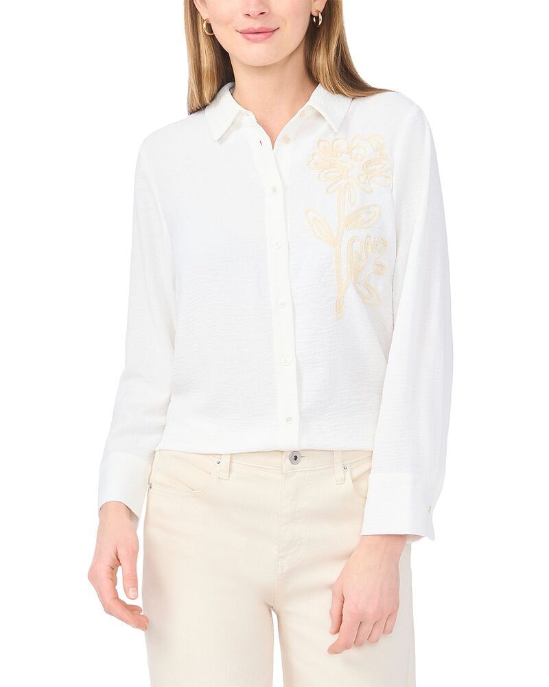 ヴィンスカムート レディース トップス シャツ ボタンダウン ブラウス VINCE CAMUTO Long Sleeve Button Down Flower Appliqu Blouse Ultra