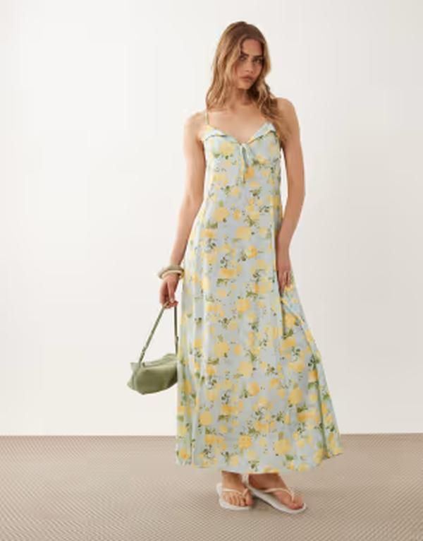 ミスセルフフリッジ レディース トップス ワンピース フラワー柄 プリント マキシ フラワー Misselfridge summer cami maxi dress in yellow floral