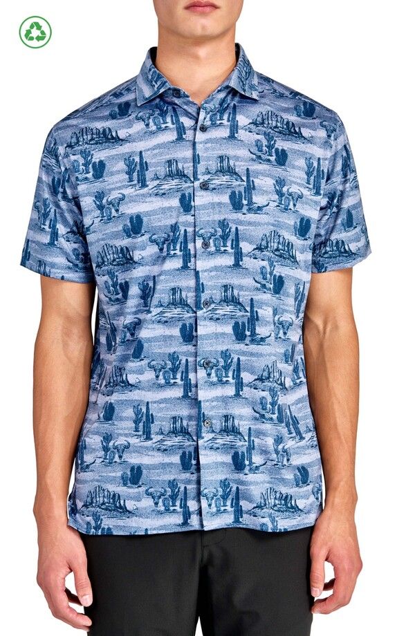 コンストラクト メンズ トップス シャツ レギュラーフィット プリント ダウン CONSTRUCT Regular Fit Desert Print Recycled Performance Golf