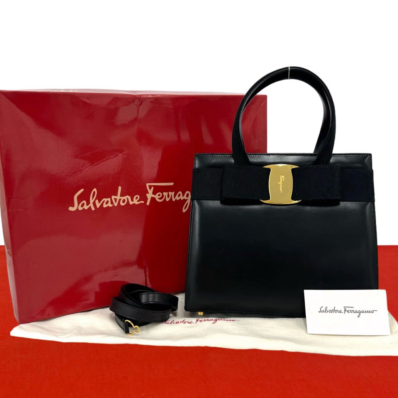 極 美品 箱 袋付 Salvatore Ferragamo サルヴァトーレフェラガモ 
