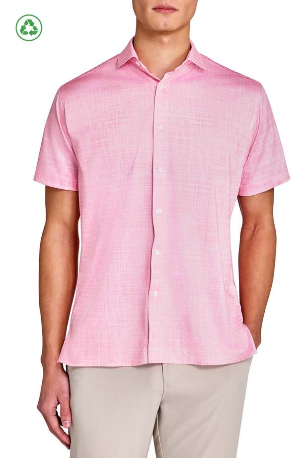 コンストラクト メンズ トップス シャツ レギュラーフィット ダウン CONSTRUCT Regular Fit Chambray Recycled Performance Golf ButtonDo