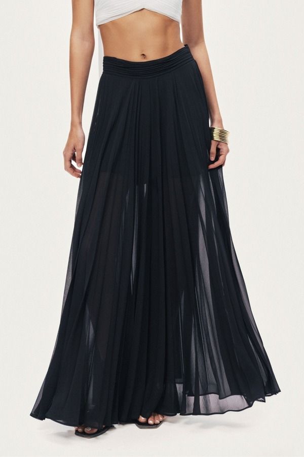 ノクチューン レディース ボトムス レギンス シフォン プリーツ パンツ Nocturne Pleated Chiffon WideLeg Pants Black ブラック 44,070円