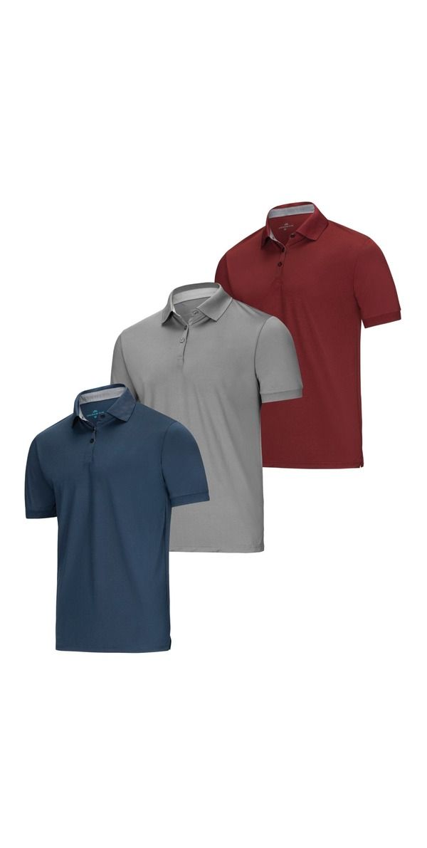 ミオマリオ メンズ トップス シャツ Mio Marino Lightweight Performance Stretch Golf Polo Shirt Dark Gray Burgundy Nav