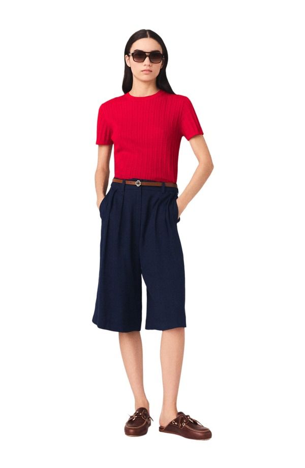 マージュ レディース ボトムス ハーフパンツ・ショーツ ショートパンツ リネン maje Linenblend Bermuda shorts Navy ネイビー