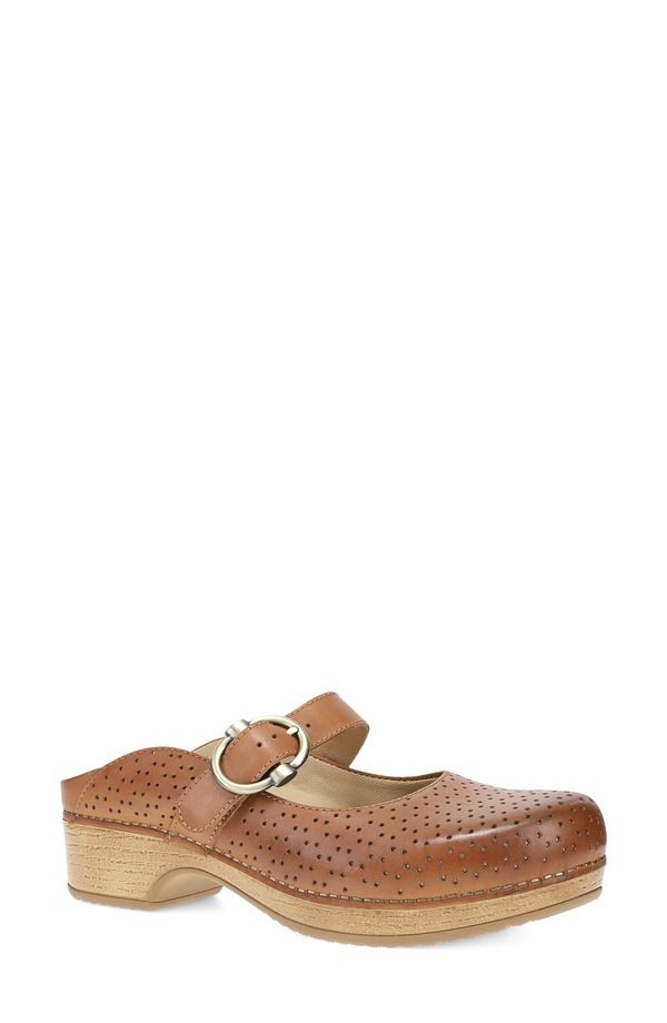 ダンスコ レディース シューズ サンダル Dansko Blaire Perforated Mary Jane Clog Women TAN タン